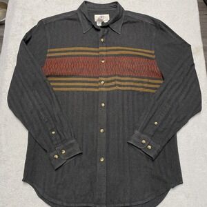 The Territory Ahead Shirt Mens Large Black Aztec Tribal Herringbone Soft